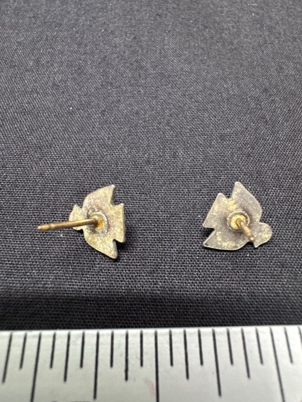 Small Thunderbird Stud Earrings With Turquoise Accents Vintage Style Metal South - Picture 3 of 3